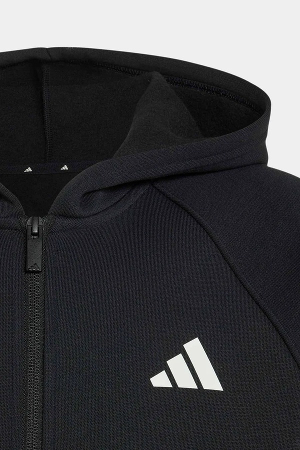 Кофта на застібці з капюшоном дитяча з бавовною adidas колір чорний фото 4