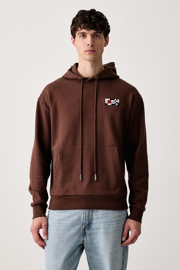Кофта з капюшоном чоловіча з бавовною Iceberg колір коричневий фото 3