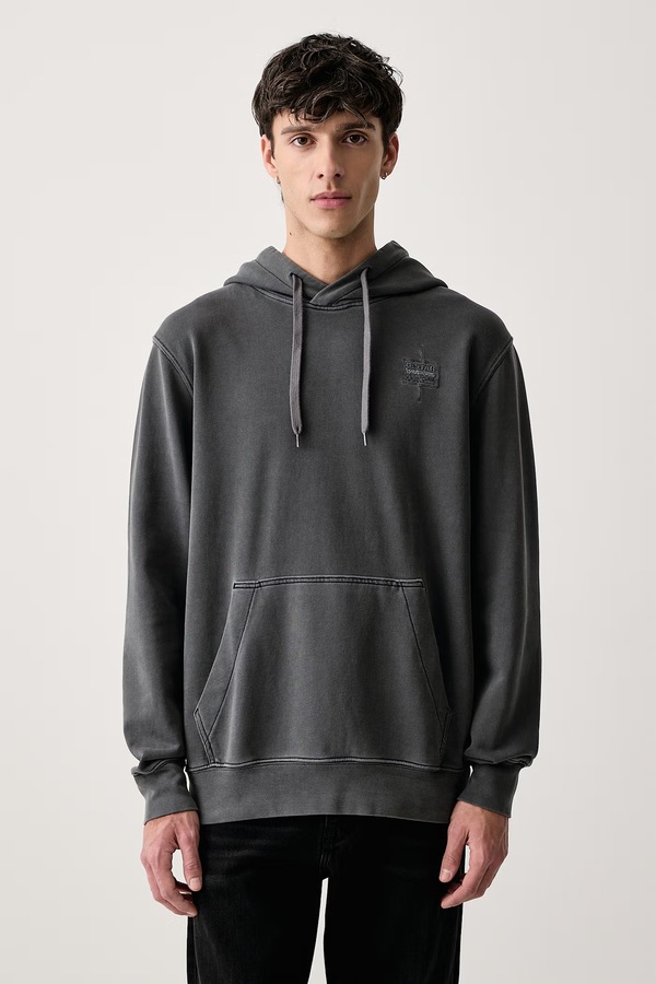 Кофта чоловіча бавовняна G-Star Logo overdyed hooded колір сірий