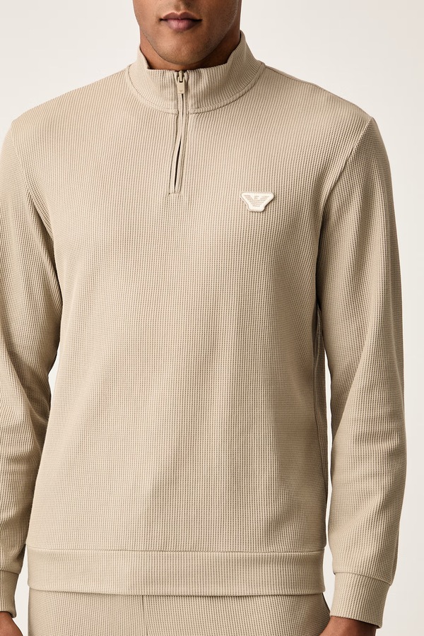 Кофта loungwear чоловіча з бавовною Emporio Armani Underwear колір бежевий фото 3