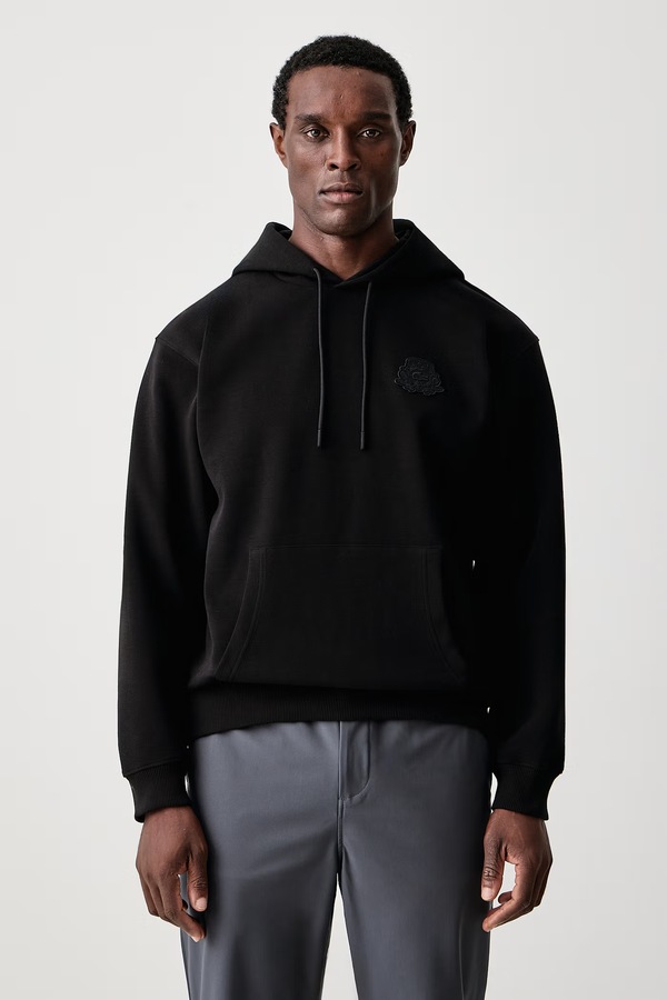 Кофта з капюшоном чоловіча з бавовною Lacoste колір чорний