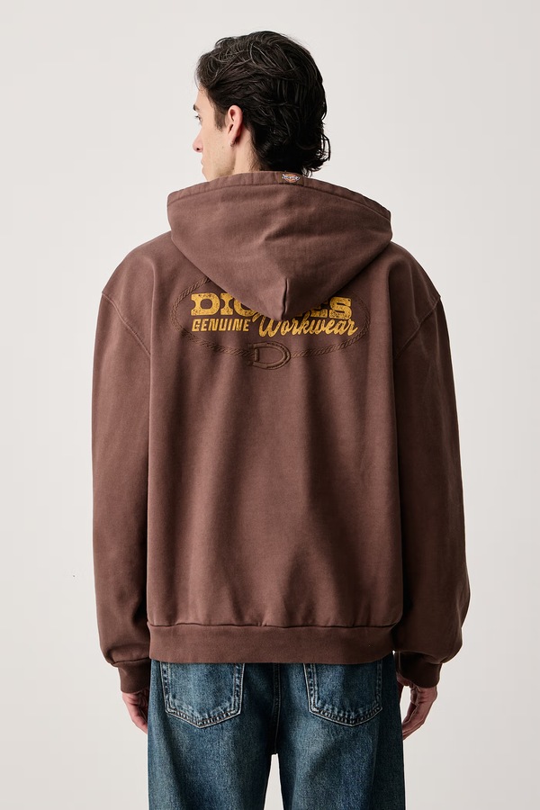 Кофта з капюшоном чоловіча з бавовною Dickies колір коричневий