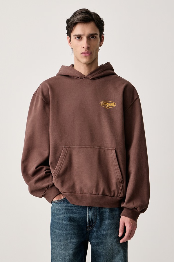 Кофта з капюшоном чоловіча з бавовною Dickies колір коричневий фото 3