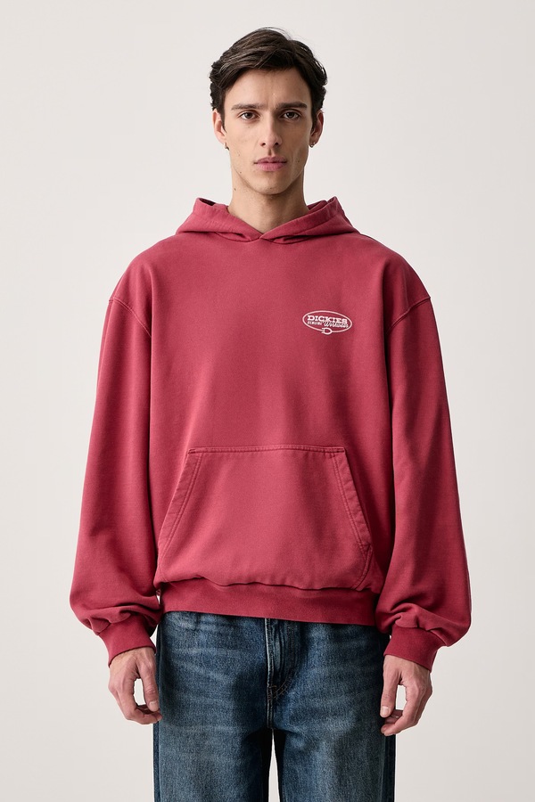 Кофта з капюшоном чоловіча з бавовною Dickies колір рожевий фото 3