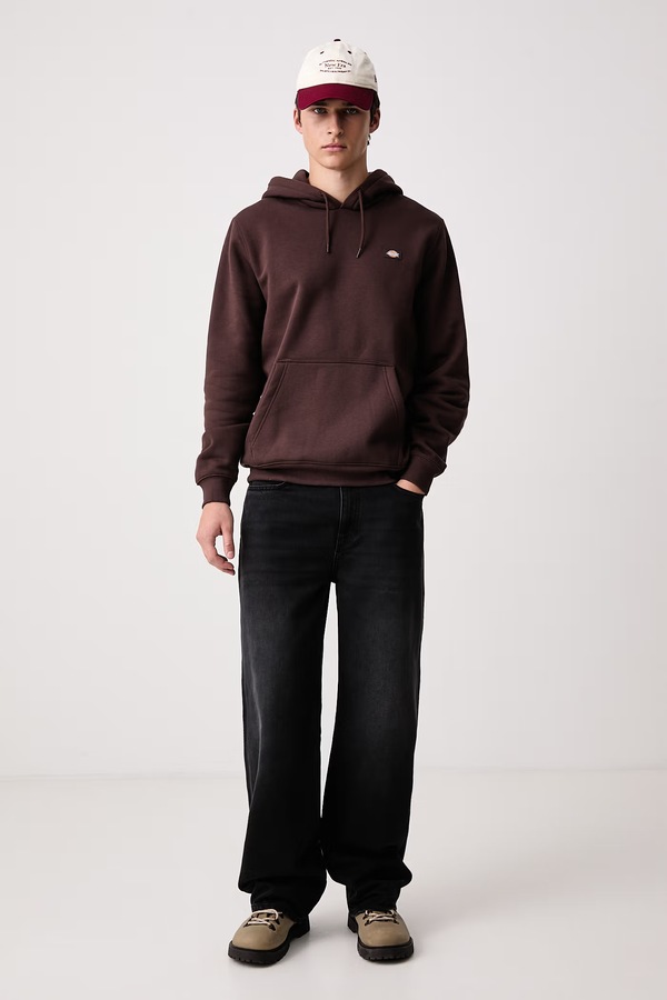 Кофта з капюшоном чоловіча з бавовною Dickies колір коричневий фото 2