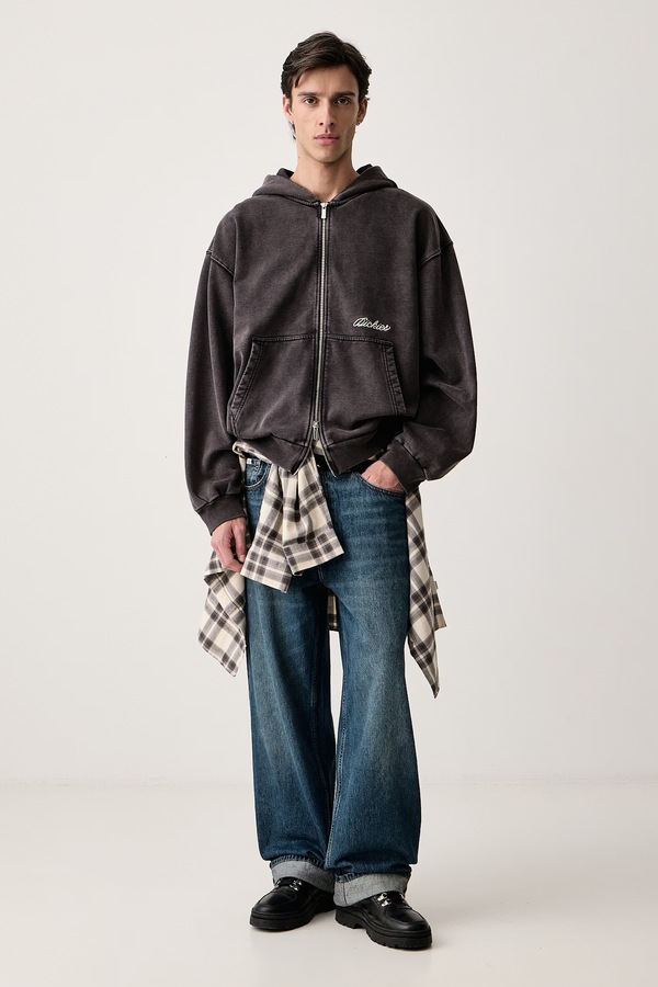 Кофта на застібці з капюшоном чоловіча з бавовною Dickies колір сірий фото 2