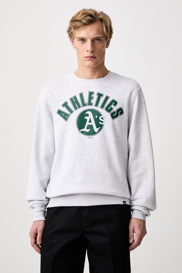 Кофта чоловіча з бавовною 47 brand MLB Oakland Athletics колір сірий