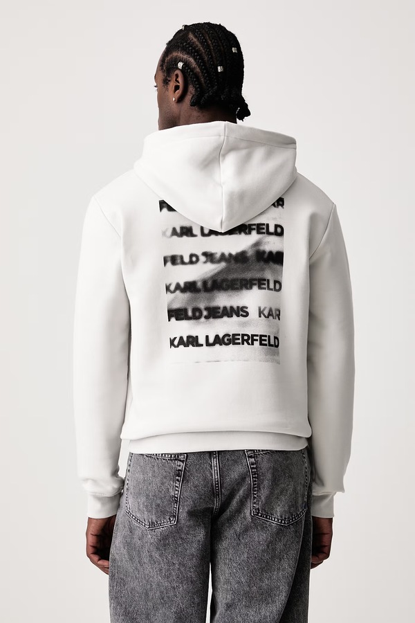 Кофта с капюшоном мужская с хлопком Karl Lagerfeld Jeans цвет серый фото 2