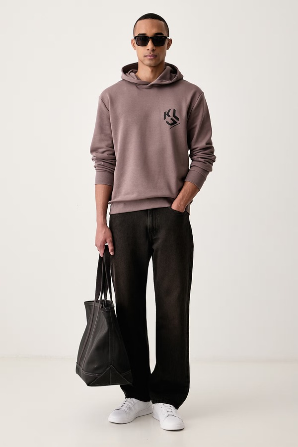 Кофта чоловіча з бавовною Karl Lagerfeld Jeans колір коричневий фото 2