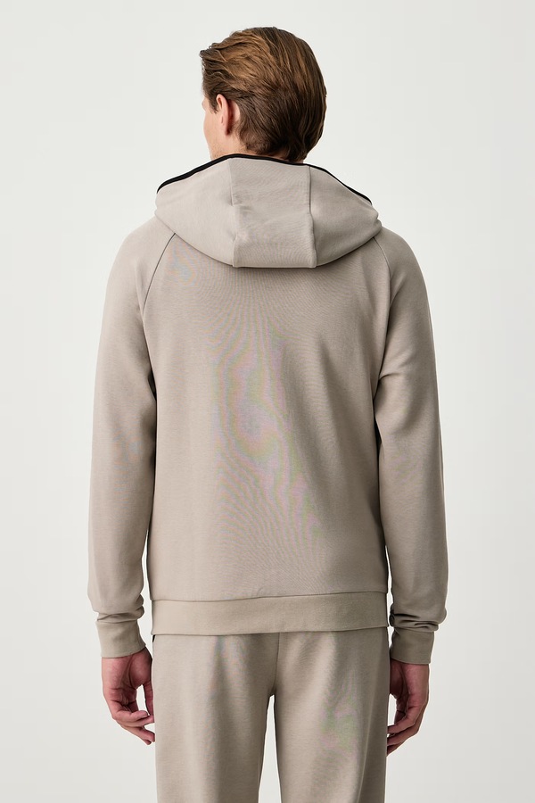Кофта loungwear чоловіча з бавовною BOSS Sense Hooded Jacket колір бежевий фото 3