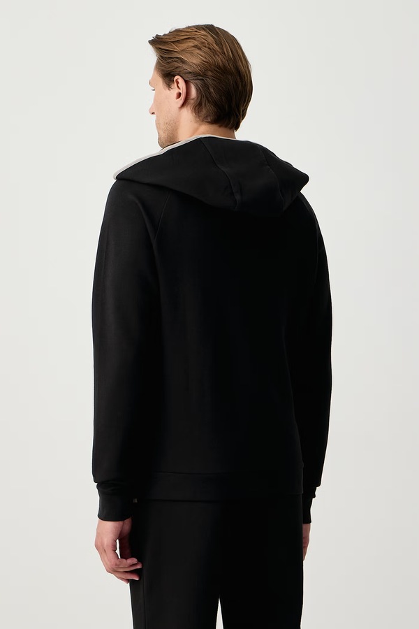 Кофта loungwear чоловіча з бавовною BOSS Sense Hooded Jacket колір чорний фото 3