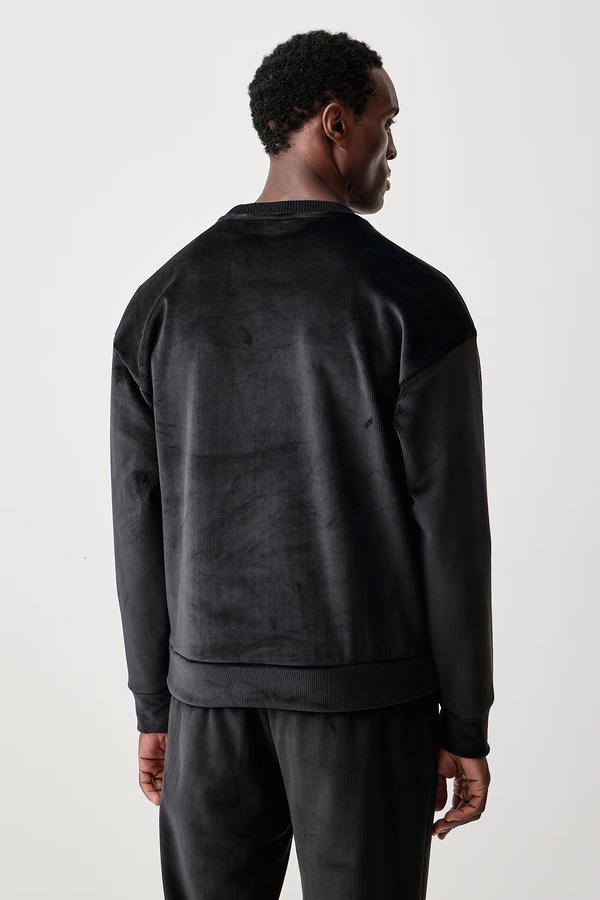Кофта чоловіча велюрова BOSS Green SW_Cord Sweat колір чорний фото 3
