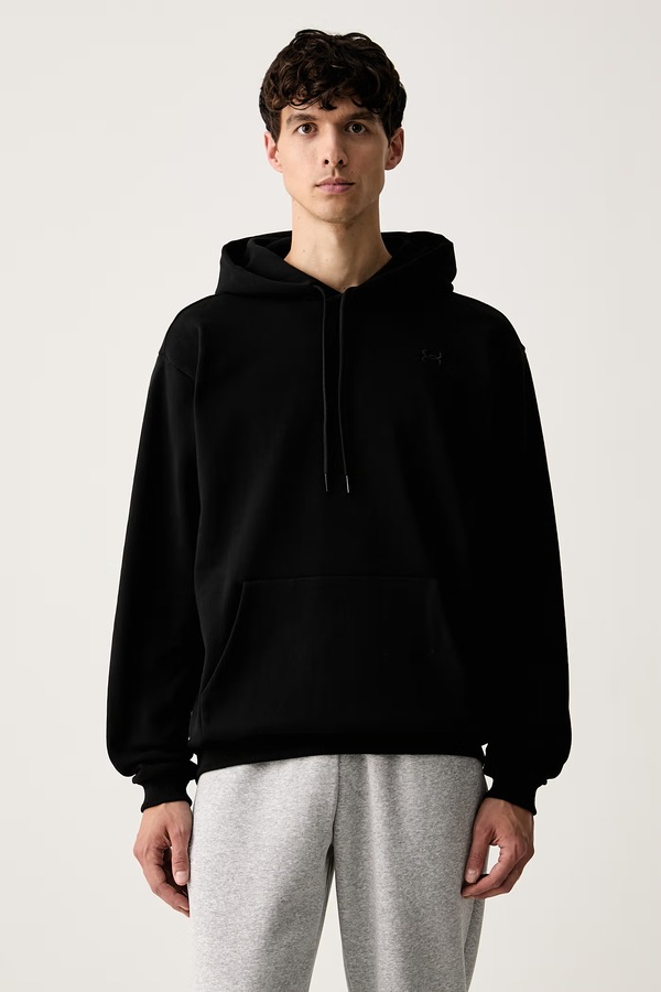 Кофта з капюшоном чоловіча з бавовною Under Armour Icon колір чорний