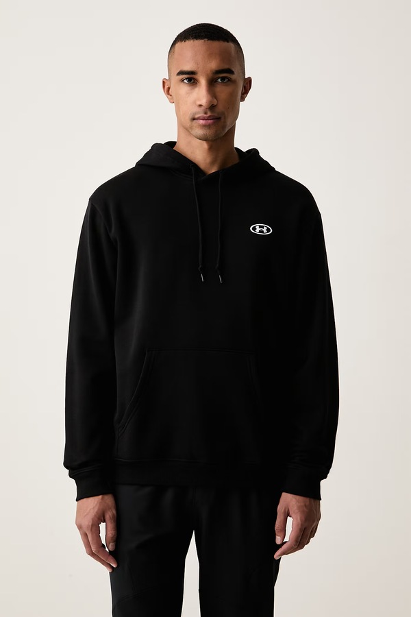 Кофта з капюшоном чоловіча з бавовною Under Armour Rival колір чорний