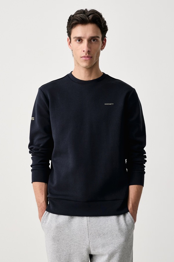 Кофта чоловіча з бавовною Hackett London колір темно-синій