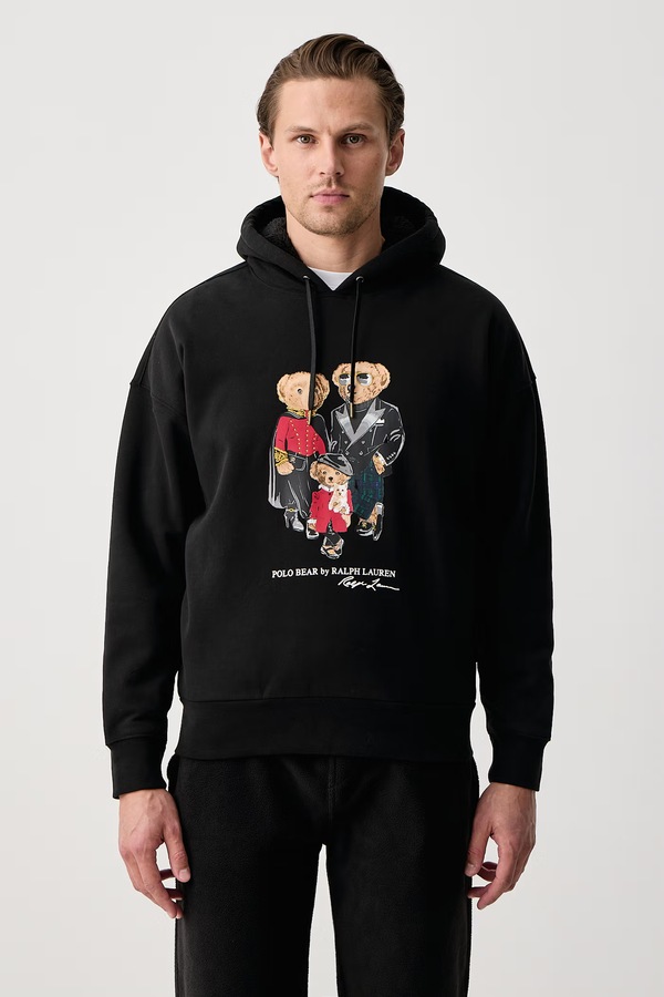 Кофта з капюшоном чоловіча з бавовною Polo Ralph Lauren колір чорний
