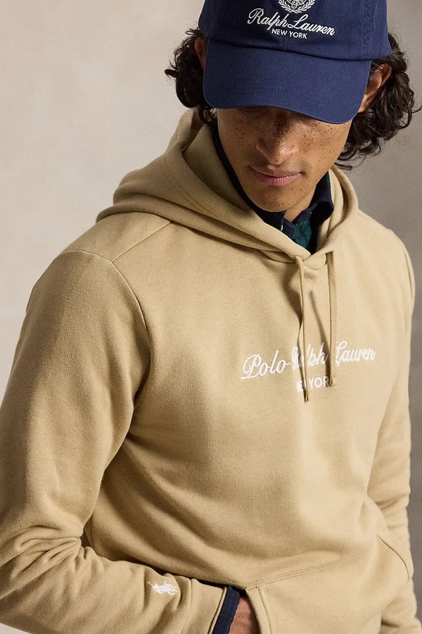 Кофта з капюшоном чоловіча з бавовною Polo Ralph Lauren колір бежевий фото 4
