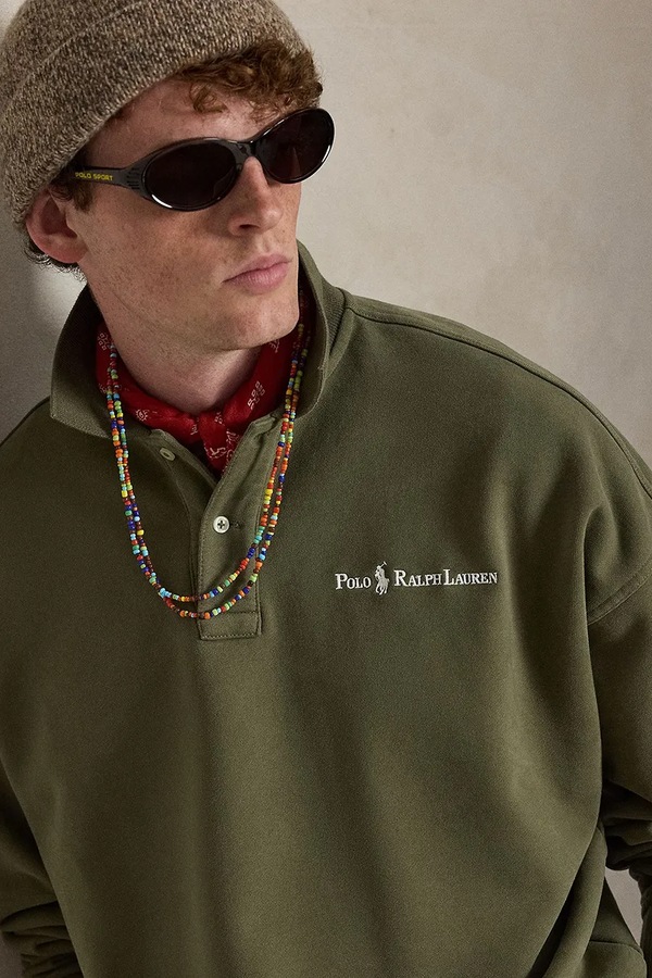Поло чоловіче бавовняне Polo Ralph Lauren колір зелений фото 4