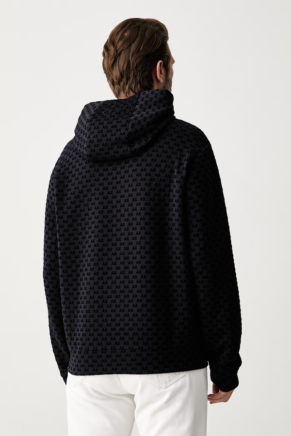 Кофта з капюшоном чоловіча з бавовною Armani Exchange колір темно-синій фото 2