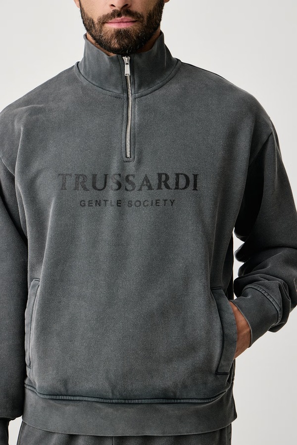 Кофта чоловіча бавовняна Trussardi колір сірий фото 4
