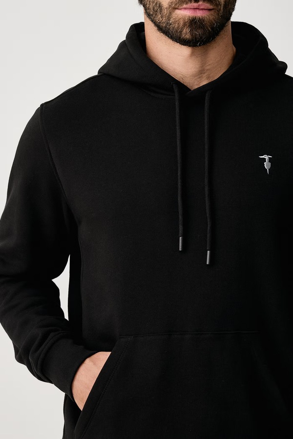 Кофта з капюшоном чоловіча бавовняна Trussardi колір чорний фото 4