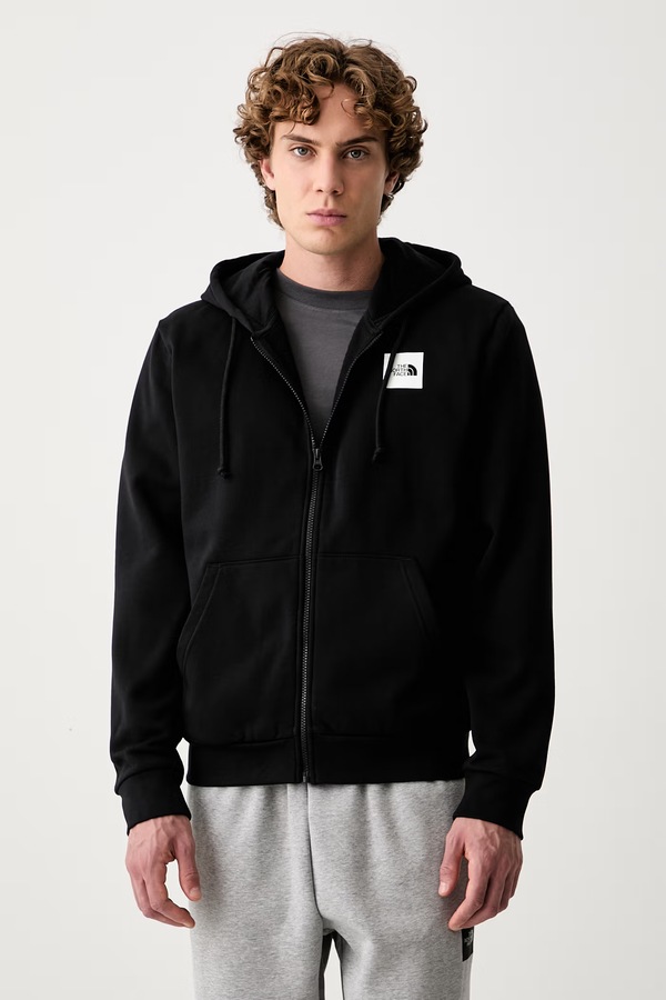 Кофта на застібці з капюшоном чоловіча з бавовною The North Face Box Regular колір чорний