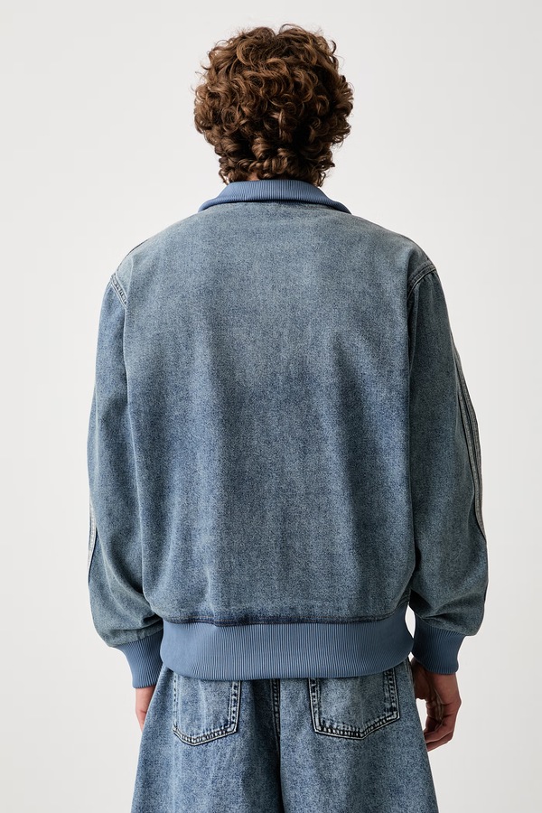 Кофта на застібці чоловіча джинсова adidas Originals Firebird Adicolor Denim колір блакитний фото 2