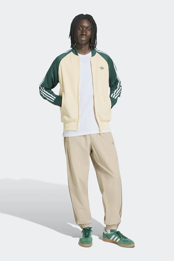 Кофта на застібці чоловіча з бавовною adidas Originals колір бежевий фото 3