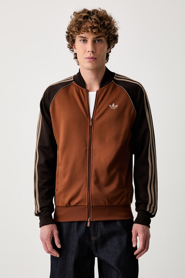 Кофта на застібці чоловіча adidas Originals колір коричневий