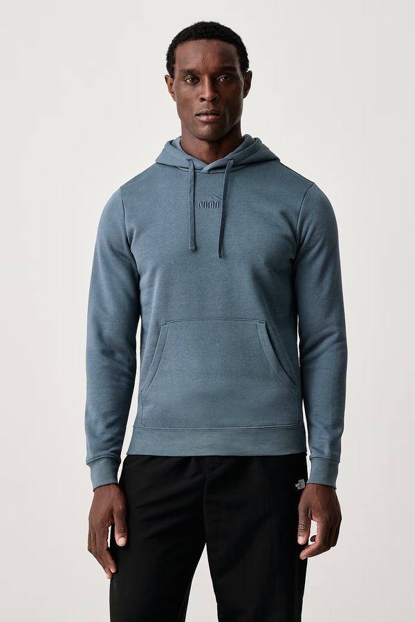 Кофта з капюшоном чоловіча з бавовною Puma Essentials колір блакитний