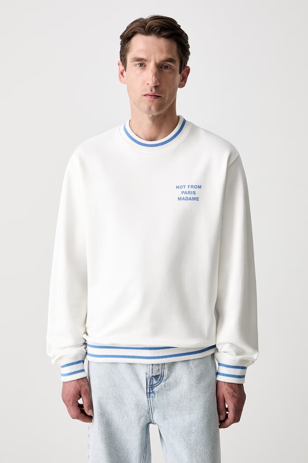 Кофта мужская хлопковая Drôle de Monsieur Sport Slogan цвет белый