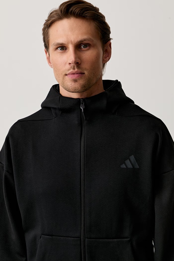 Кофта, яка розстібається чоловіча з бавовною adidas Z.N.E. колір чорний фото 4