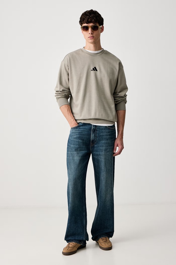 Кофта оверсайз чоловіча з бавовною adidas Essentials Feelcozy колір зелений