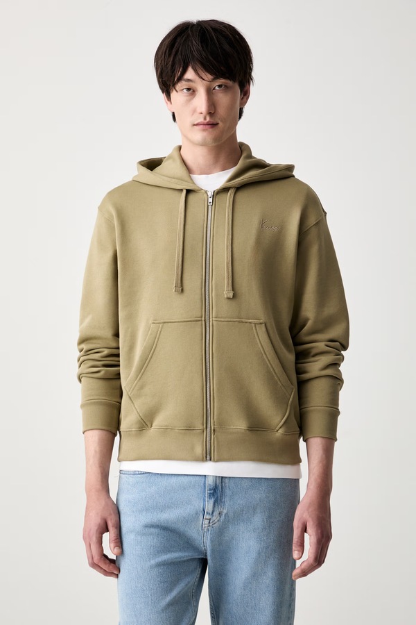 Кофта на застежке с капюшоном мужская хлопковая Kenzo цвет зеленый