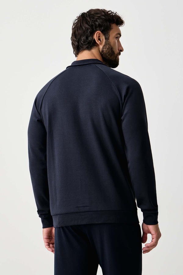 Кофта loungwear мужская с хлопком BOSS Sense цвет темно-синий фото 2