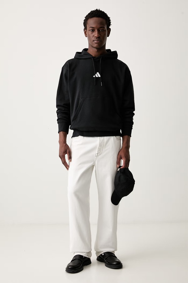 Кофта з капюшоном чоловіча з бавовною adidas Feelcozy колір чорний