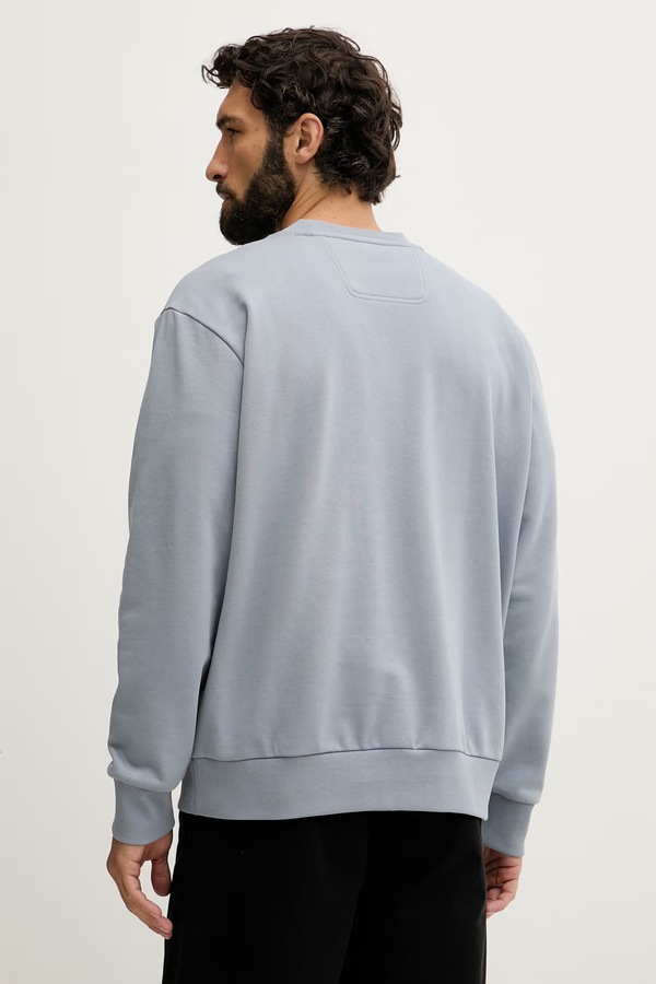 Кофта чоловіча з бавовною BOSS Green SW_Crewneck колір блакитний фото 2