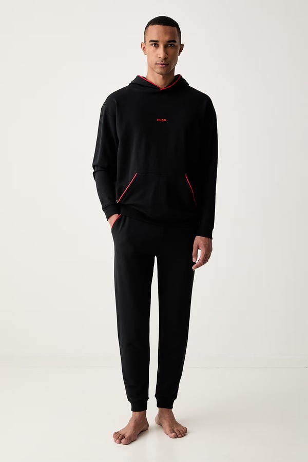 Кофта с капюшоном мужская с хлопком HUGO NOAH HOODIE цвет черный