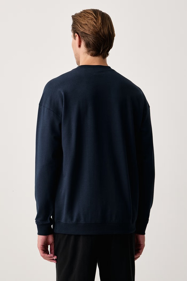 Кофта loungwear чоловіча з бавовною HUGO NOAH SWEATSHIRT колір темно-синій фото 2