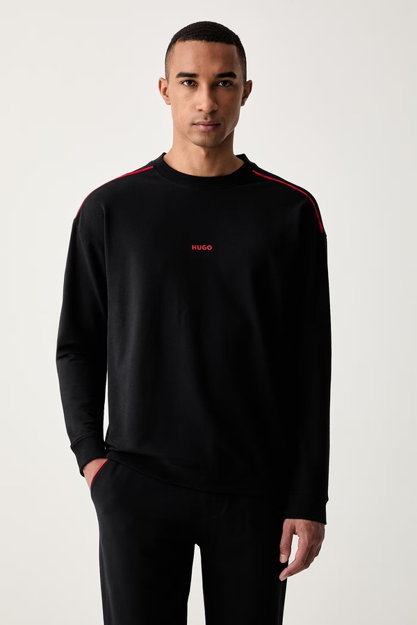 Кофта loungwear мужская с хлопком HUGO NOAH SWEATSHIRT цвет черный