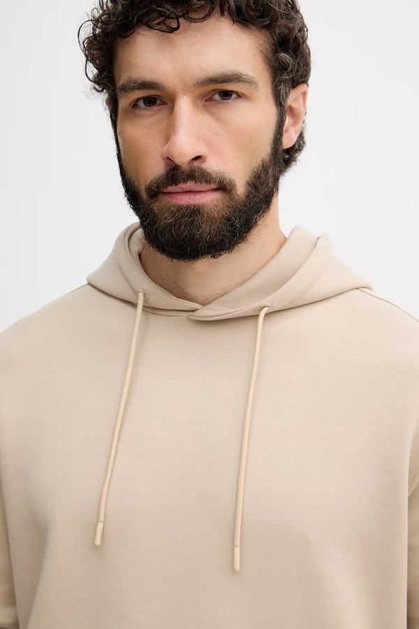 Кофта з капюшоном чоловіча з бавовною Guess THOR колір бежевий фото 4