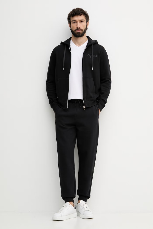 Кофта, которая расстегивается, с капюшоном мужская с хлопком Guess цвет черный