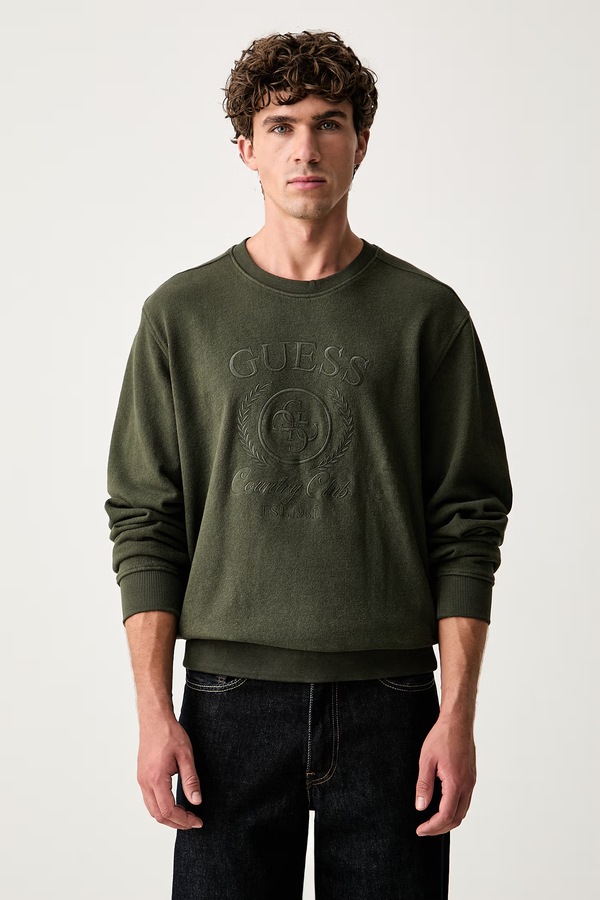 Кофта чоловіча з бавовною Guess колір зелений