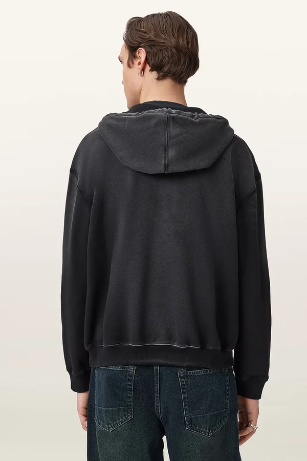 Кофта з капюшоном чоловіча бавовняна AllSaints ROQUE колір чорний