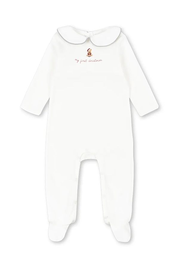 Повзунки дитячі бавовняні Konges Sløjd MY FIRST CHRISTMAS ONESIE GOTS колір бежевий
