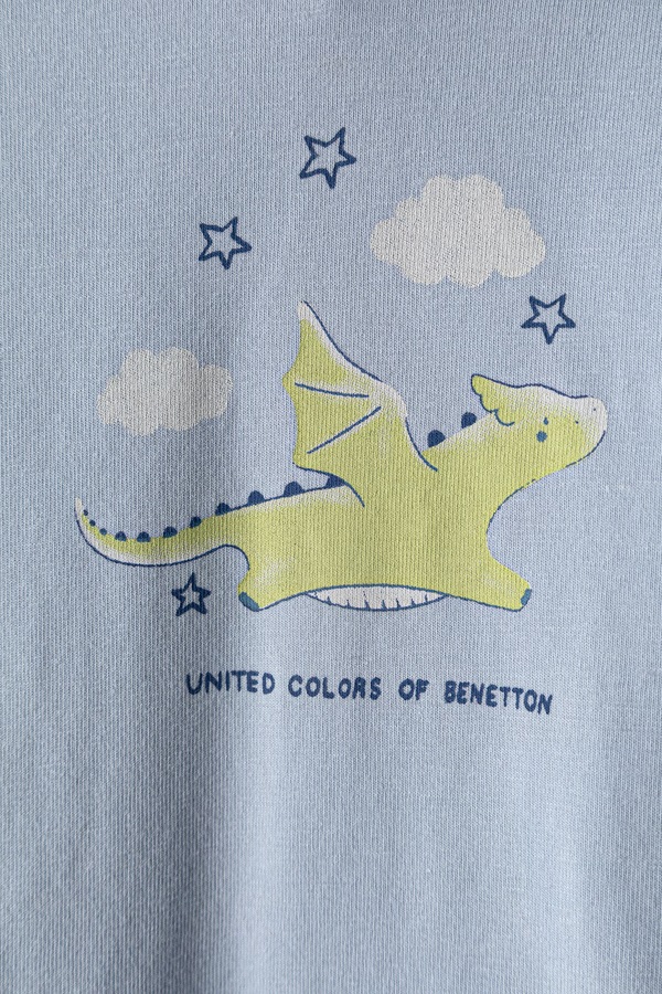 Ползунки для младенцев хлопковые с эластаном United Colors of Benetton цвет голубой фото 2