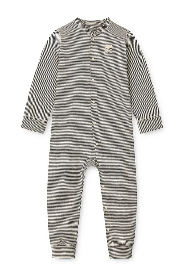 Чоловічок для немовлят бавовняний з еластаном Liewood Birk Grow Striped Pyjamas Jumpsuit колір темно-синій