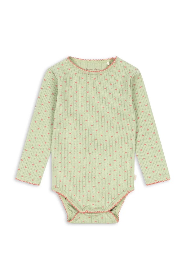 Боді дитяче бавовняне Konges Sløjd MINNIE BODY GOTS колір зелений
