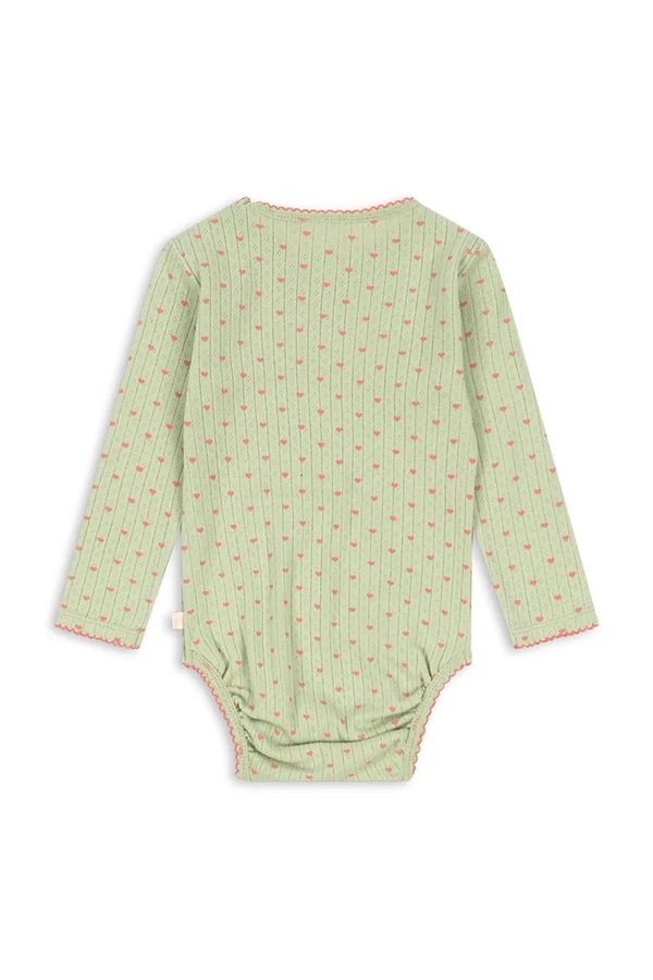 Боді дитяче бавовняне Konges Sløjd MINNIE BODY GOTS колір зелений