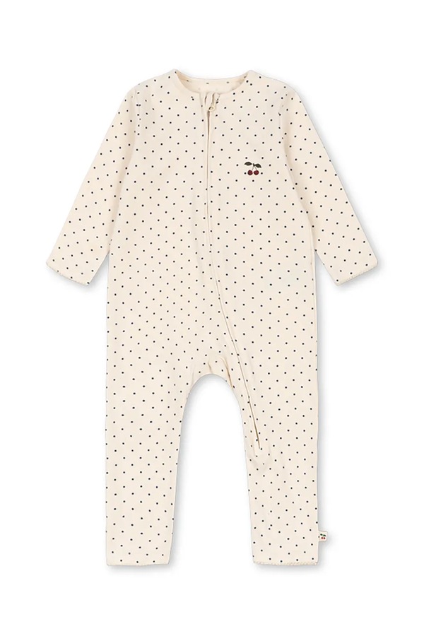 Чоловічок дитячий бавовняний з еластаном Konges Sløjd BASIC ZIP ONESIE GOTS колір бежевий